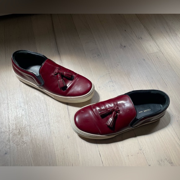 Celine burgundy leather slip on with tassel - Picture 1 of 2